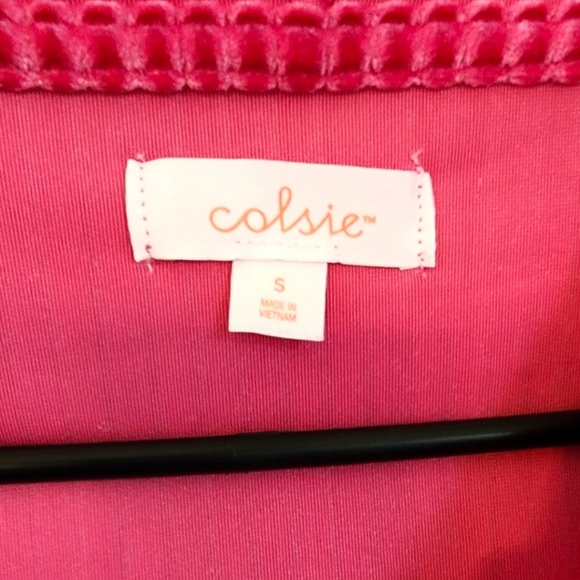 Colsie Hot Pink Velour Full Zip up Ribbed Sweatshirt - Picture 4 of 7